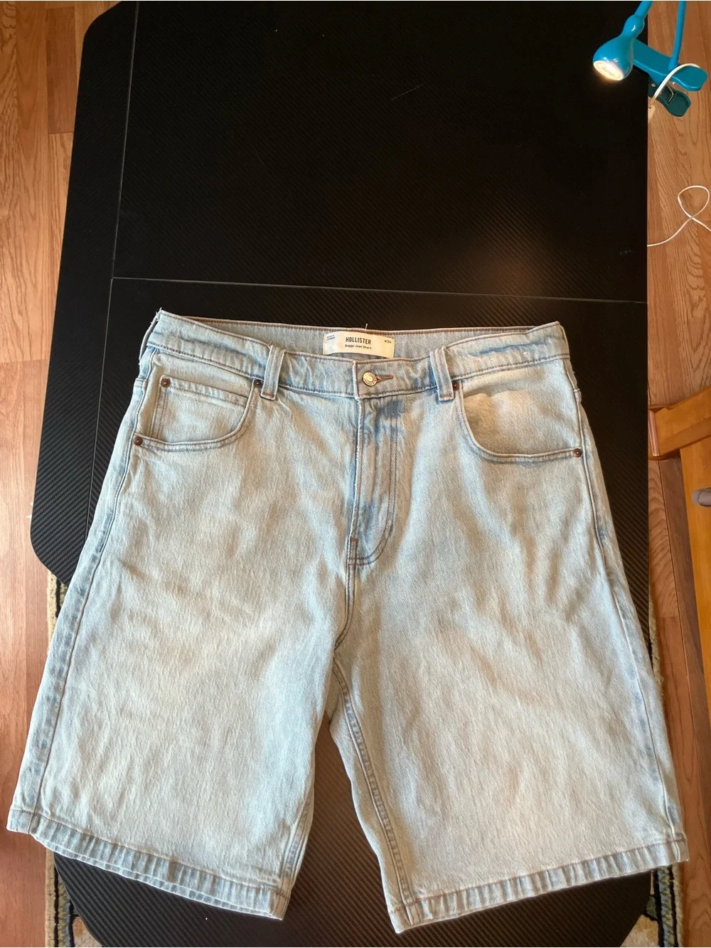 Hollister Light Blue Baggy Jean Shorts